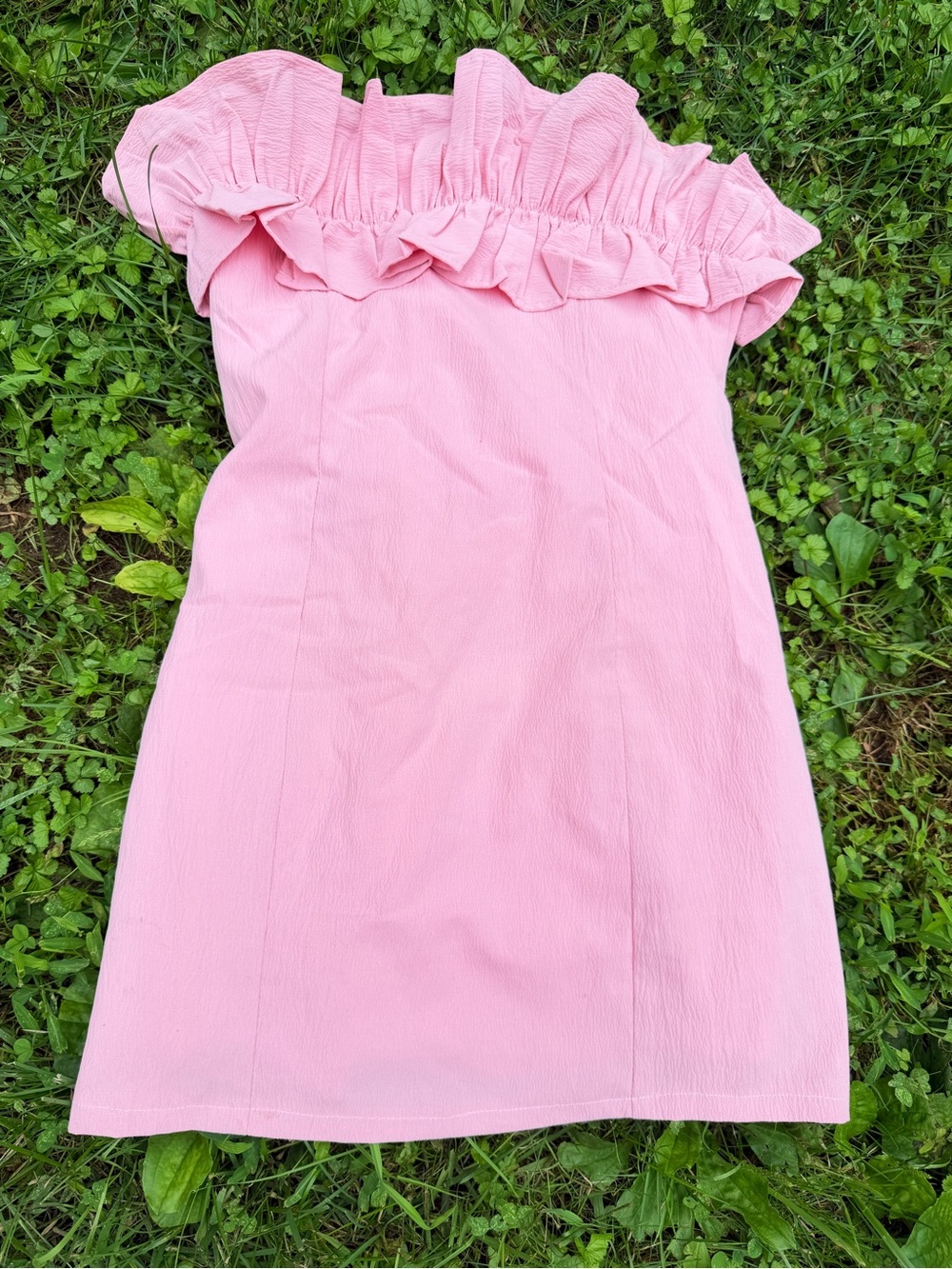 Ruffled Off-Shoulder Mini Dress in Pink